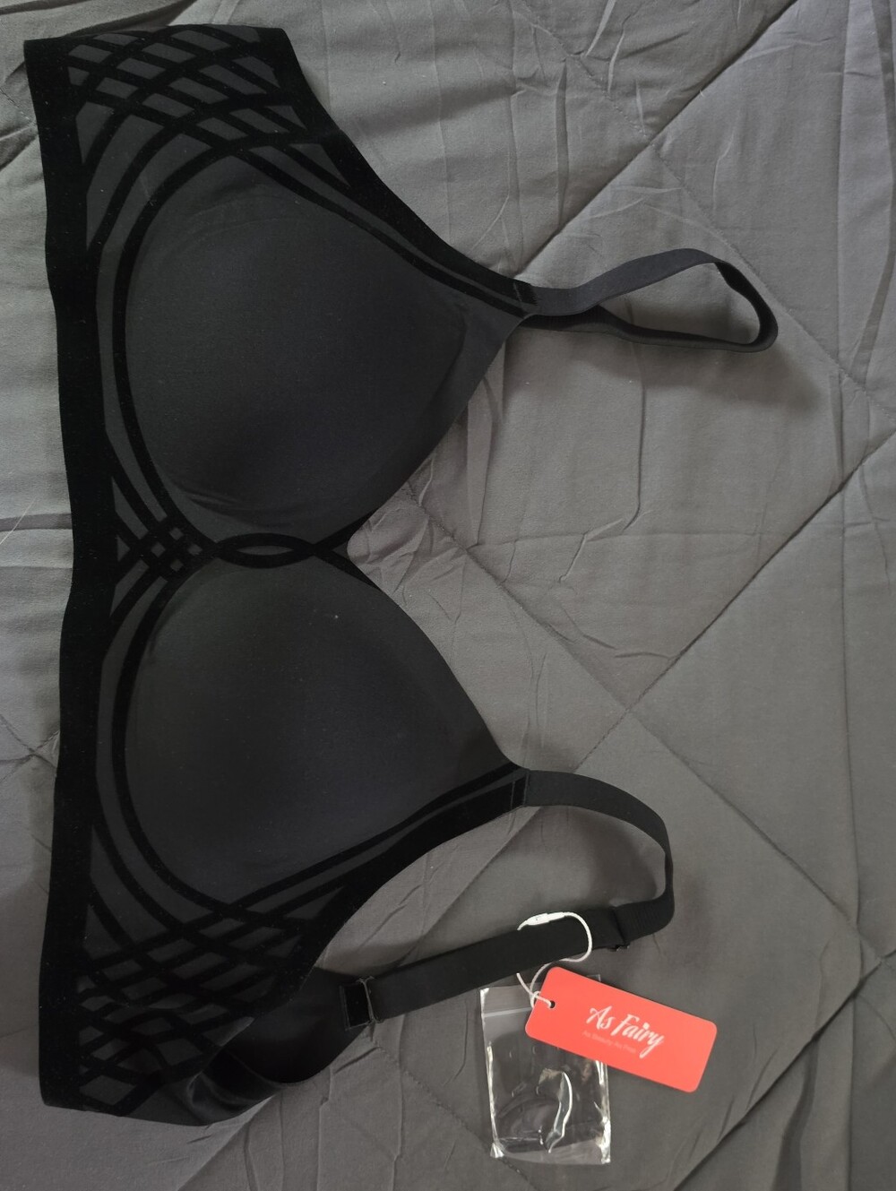 As Fairy Black Seamless Mesh Bra Large